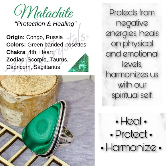 Divine Malachite Gemstone Chunky Handmade Ring - Picture 5 of 7